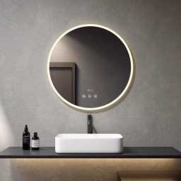 Meykoers - Miroir de Salle de Bain 80 cm rond led Miroir salle de bain avec Interrupteur Tactile +