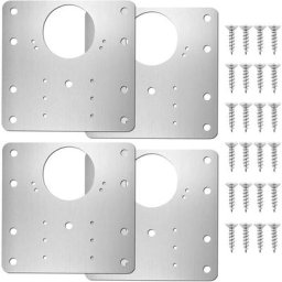 4 PCS Plaque de Reparation Charniere kit de Plaque Charniere Porte Placard avec 24 Vis Réparation