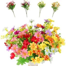5 Bouquets Fleurs Artificielle ,Plante Artificielle Exterieur Artificial Flowers Plantes de Verdure
