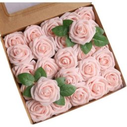 Une bote,25 Pices Roses Artificielles Fleurs Artificielles Roses Faux Mousse avec Tiges pour diy