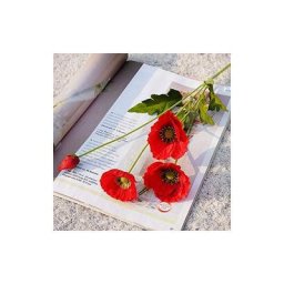 Lot de 10 coquelicots artificiels rouges en soie avec grande fleur réaliste pour décoration de