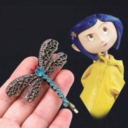 Broche Coraline la porte secrète pince à cheveux libellule équation de reine coiffure peigne
