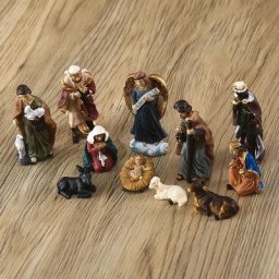 Statue de la nativité de jésus 11 pièces ensemble de décoration de mangeur de noël Figurine en