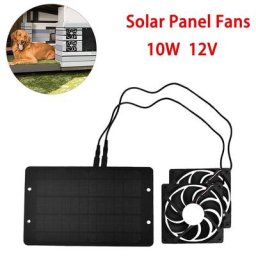 GérKit-Panneau Solaire Étanche 10W 12V 62 Touristes Ventilateur Accès Ventilateur pour Chien
