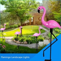 Lampe Solaire Flamant Rose Torche en Forme de Lys Boule Imperméable Décoration de Jardin pour