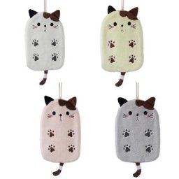 Serviette absorbante pour chat animal de dessin animé lavage des mains mouchoir essuyer propre