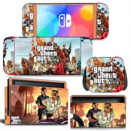 GTA GAME-Autocollant de peau de commutateur autocollants OLED NS armure pour console de