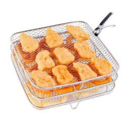 Support de déshydrateur à 3 niveaux en acier inoxydable pour friteuse à Air avec pince carré