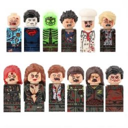 Mini figurine d'action Halloween City soldat militaire chapeau de zombie nuit de construction de