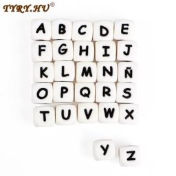 TYRY.HU-Perles alphabet en silicone 12mm 100 pièces sans BPA pour sucette accessoires de