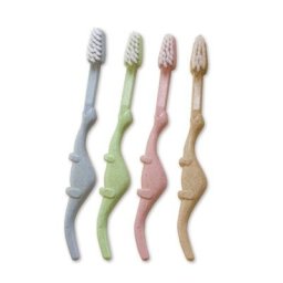 Brosse à Dents en Paille de Blé Naturelle pour Bébé Dessin Animé Soins Buccaux pour Enfant en Bas