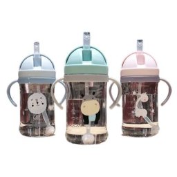 Bouteille d'Eau à Boire avec Paille en Forme d'Animal de Dessin Animé Boule de Gravité Tasse avec