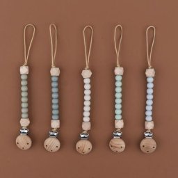 Clips de sucette en bois de hêtre pour bébé sans BPA perles en Silicone chaînes de sucette pour