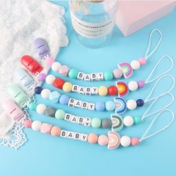 Nouvelle chaîne de sucette en Silicone arc-en-ciel Clip de sucette personnalisé pour bébé