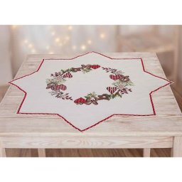 Nappe à broder étoile ""Noël au chalet