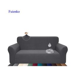 Housse de canapé 3 places élastique antidérapante grille de gaufres polaire de couleur Gris
