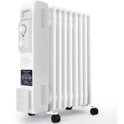 Radiateur Bain d'Huile, Radiateur Électrique Mobile, 2000W, 9 Éléments, Thermostat Réglable,