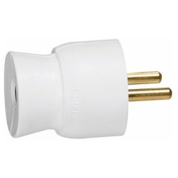 Legrand - Fiche mâle avec terre plastique - sortie du câble par l'arrière - blister -blanc