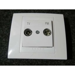 Schneider Electric - Prise tv-fm intermédiaire (passage) blanc brilant complet avec support et