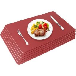 Sets de Table en Cuir pu Ensembles de 6 Sets de Table Lavables et Imperméables 45x30cm, Rouge