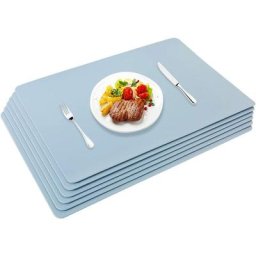 Sets de Table en Cuir pu Ensembles de 6 Sets de Table Lavables et Imperméables 45x30cm, Bleu