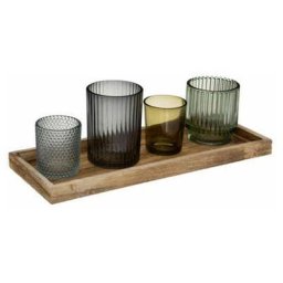 Lot de 4 Photophores Plateau 32cm Multicolore