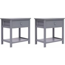Lot de 2 Tables de nuit - Moderne Tables de chevet 2 pcs Gris 40x29x42 cm Bois de Paulownia FR85503