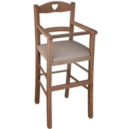 Okaffarefatto - Chaise Haute en Bois Noyer Clair Avec Siège Rembourré En Simili Cuir Taupe