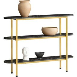FSB66-SCH Table Console Table d'Appoint Table d'Entrée Bout de Canapé à 3 Niveaux Effet Marbre
