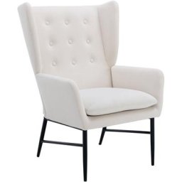 Fauteuil Relax Scandinave en Velours avec Pieds Métal Chaise Salon Rembourés avec Accoudoirs pour