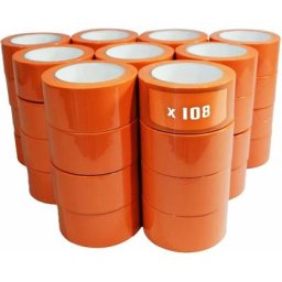 Lot de 108 Rubans adhésifs pvc orange bâtiment 50 mm x 33 m - Rouleau adhésif Tecplast orange