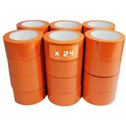 Lot de 24 Rubans adhésifs PVC orange bâtiment 50 mm x 33 m - Rouleau adhésif TECPLAST - orange
