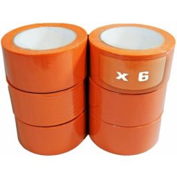 Tecplast - Lot de 6 Rubans adhésifs pvc orange bâtiment 50 mm x 33 m - Rouleau adhésif orange