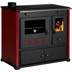 Cuisinière à bois Prometey Praktik Lux Eco Bordo gauche - 9.5 kW