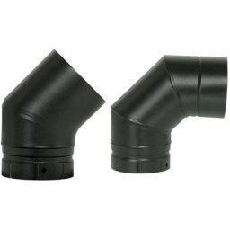Coude à segments émaillé pour poêle à bois - Coude à 90° - diamètre 180 - Couleur : Noir Mat - Bois