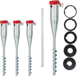 Pied de parasol, lot de 4, Porte-parasol, Support à vis, Douille de sol à visser, adaptateurs 25-55