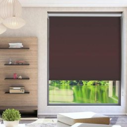 Store enrouleur occultant thermique à traction latérale sans perçage (90 x 200 cm, brun) - brun