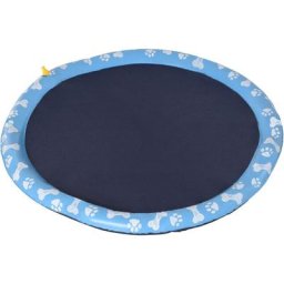 Piscine tapis à jet d'eau pour chien - ø 1,5 m - pliable, facile à transporter - pvc bleu motifs os