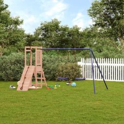 Aire de Jeux Maisonnette de jeu avec mur d'escalade balançoires - Maison de jeu - bois massif