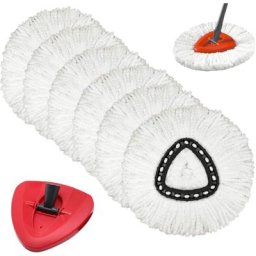 6Pcs Spin Mop Refills + 1 Mop Base/Holder for Vileda,O-Cedar Spin Mop, Easy Wring Mop Replacement