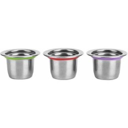 Lot de 3 Capsules de Café Rechargeables en Acier Inoxydable avec Filtre à Dosette Réutilisable pour