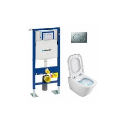 Pack wc Geberit UP320 + Cuvette gap sans bride Cleanrim + plaque Sigma chr Mat