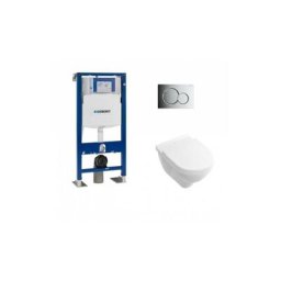 Pack wc Geberit UP320 + Cuvette O.Novo Compacte villeroy + Plaque Sigma Chromé Brillant