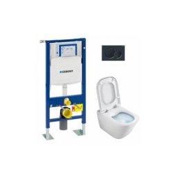 Pack wc Geberit UP320 + Cuvette gap sans bride Cleanrim + plaque Sigma Noire