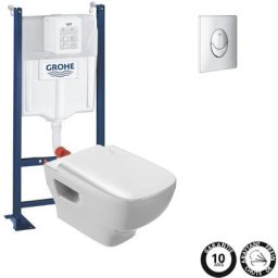 Wc suspendu sans bride Jacob Delafon Struktura + Bati-support grohe + accessoires ronds, Sans