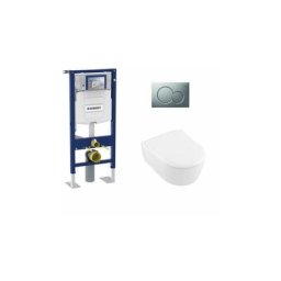 Pack WC Geberit UP320 + Cuvette AVENTO Villeroy & Boch + Plaque Chromé Brillant