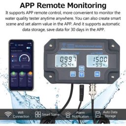 Testeur de qualité de l'eau digital Wifi 6 en 1 Analyseur d'eau PH/ EC/ TDS/ SALT/ S.G/ Température