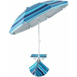 Parasol de Plage D.176CM Inclinable avec Table à 2 Porte-Gobelets,8 Blaines Réglable en Angle avec