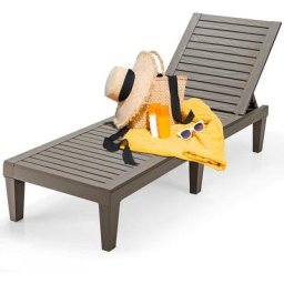 Chaise Longue de Jardin, Bain de Soleil avec Dossier Inclinable sur 5 Positions, Chaise Longue