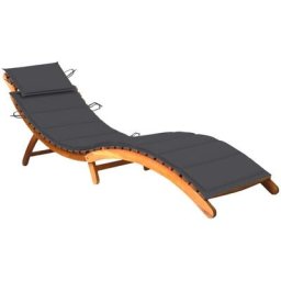 Chaise longue de jardin avec coussin | Bain de soleil Transat Bois d'acacia solide 32783